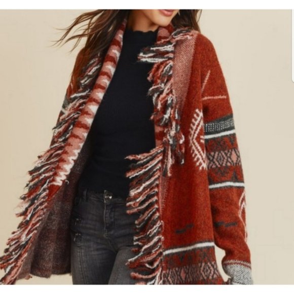Aztec Southwest Print Cozy Warm Chunky Cardigan - Picture 5 of 8